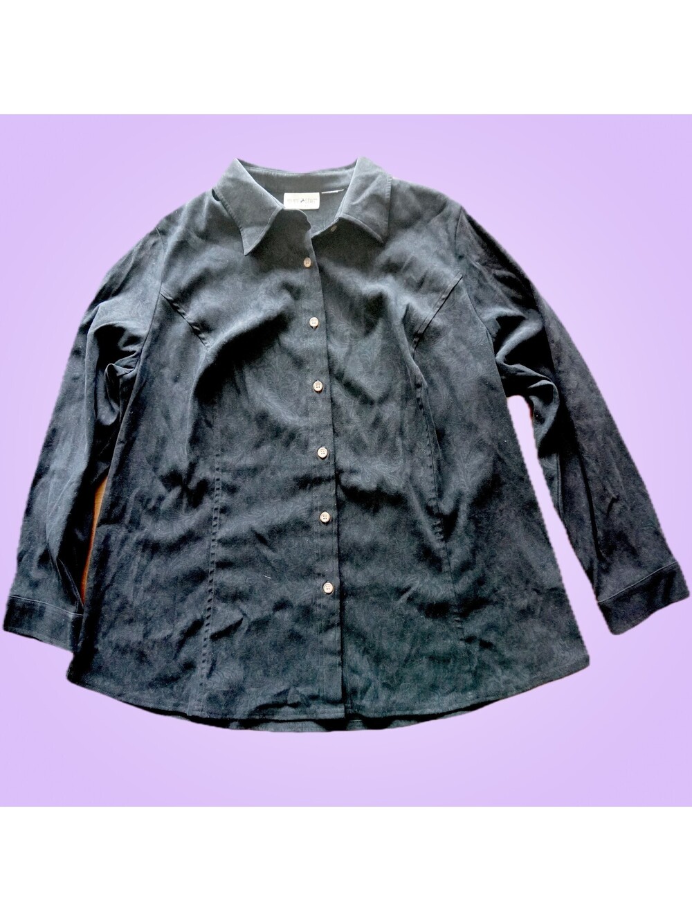 White Stag Black Suede-Like Button-Down Shirt